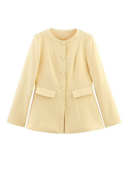 Women's elegant short blazer with a tailored fit and button details NOVAE