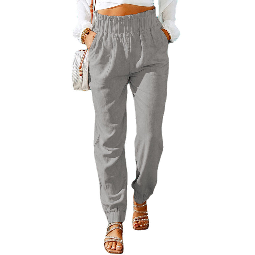 Women's casual trousers with elasticated waistband and side pockets NOVAE