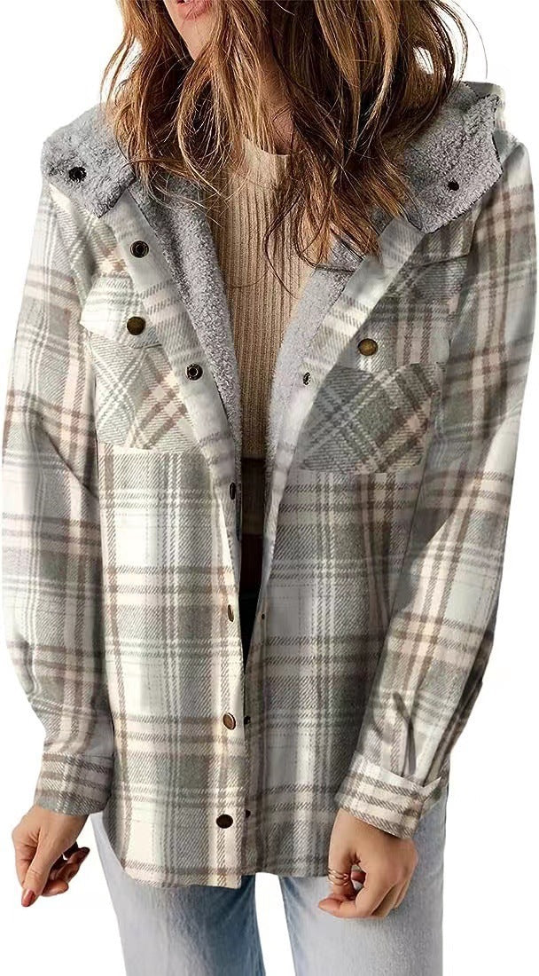 Women's checked flannel jacket with cozy lining NOVAE