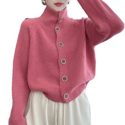 Women's cozy high-collar cardigan with button details NOVAE