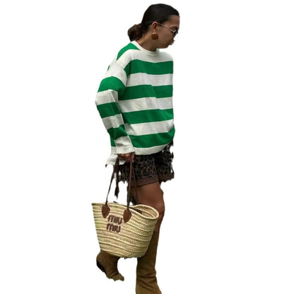 Women's casual knit sweater with modern striped patterns and a comfortable cut NOVAE