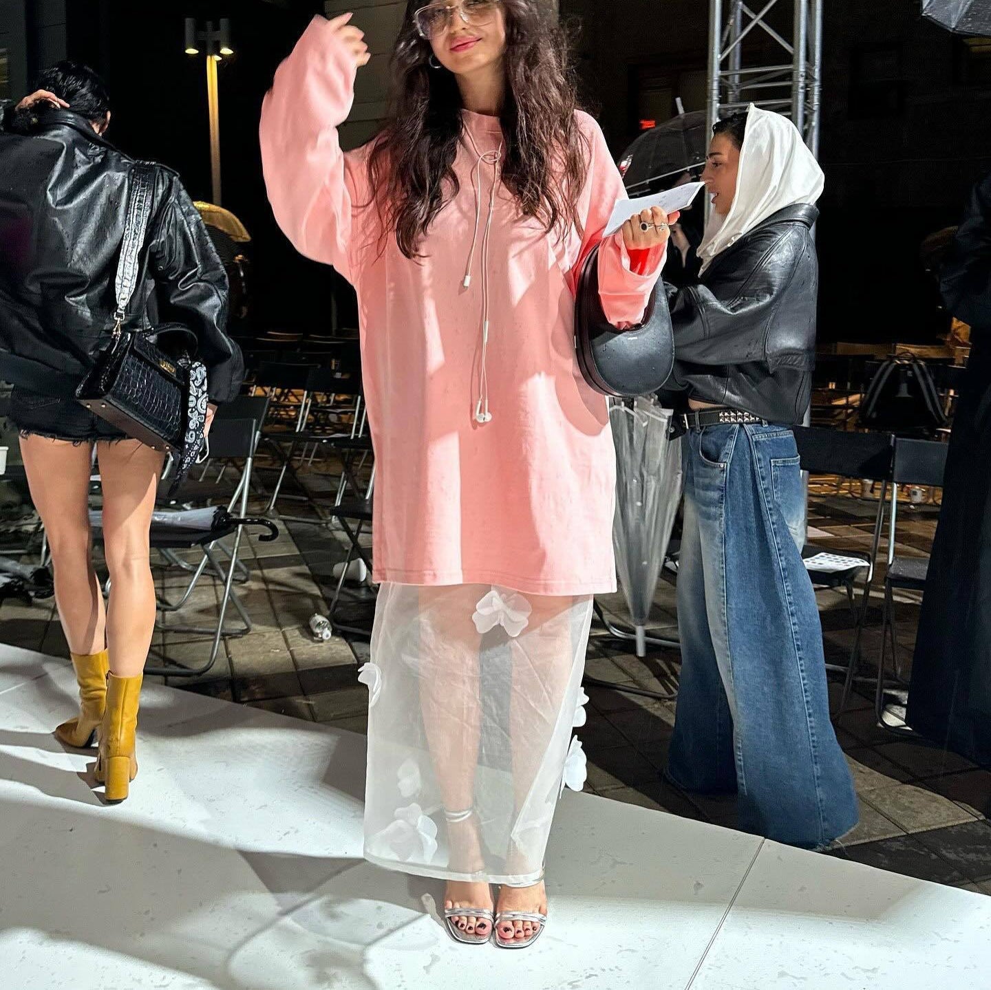 Women's transparent skirt with delicate floral details and elegant cut NOVAE