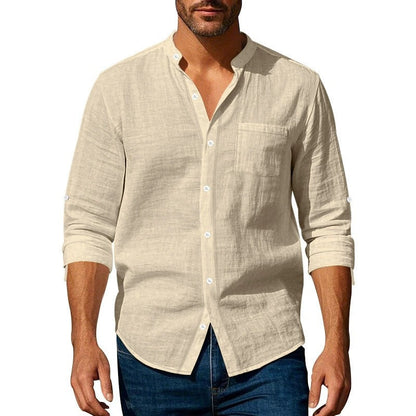 Men's shirt with stand-up collar and chest pocket NOVAE