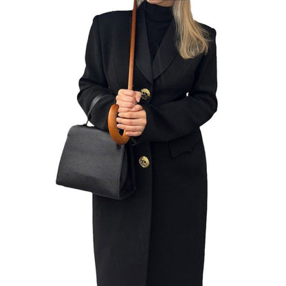 Women's Elegant Maxi Coat with Decorative Buttons and Practical Pockets NOVAE