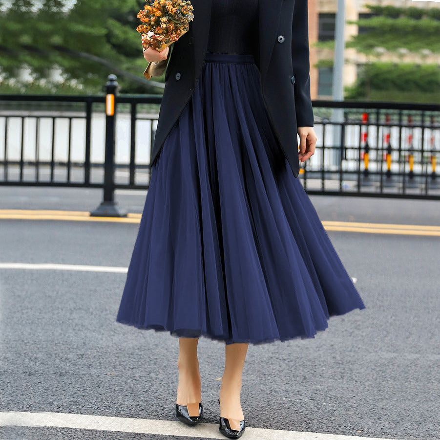 Women's Elegant Tulle Skirt with Wide Swing Cut and Elastic Waistband NOVAE