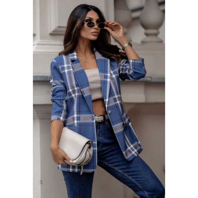 Women's checked blazer in a modern oversized cut with elegant details NOVAE
