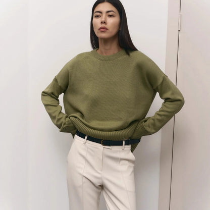 Women's casual knit sweater with an innovative cut and wide sleeves NOVAE