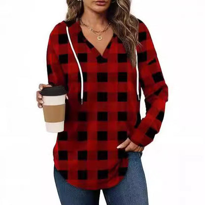 Women's casual checked blouse with hood NOVAE