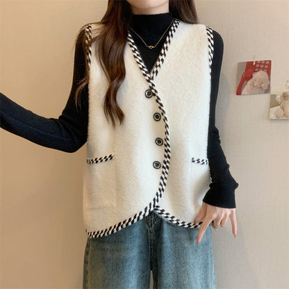 Women's vest with braided accents and button details NOVAE