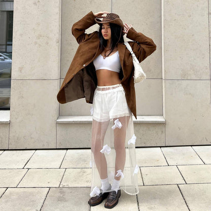 Women's transparent skirt with delicate floral details and elegant cut NOVAE