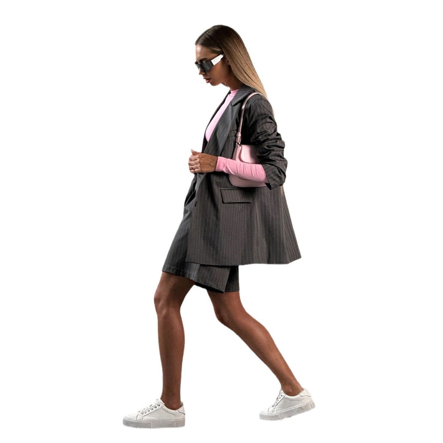 Women's elegant blazer set with striped details and matching skirt NOVAE