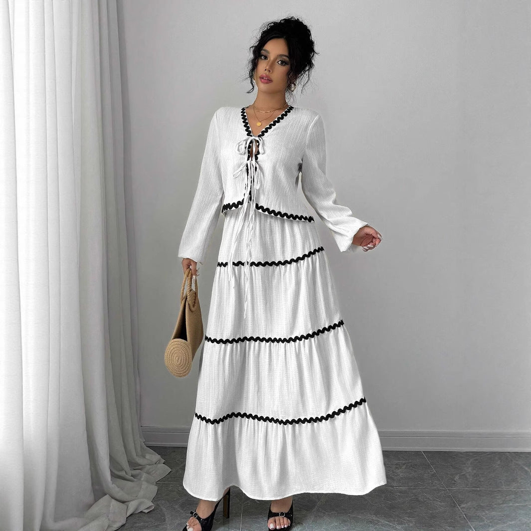 Women's maxi dress with ruffles and lacing NOVAE