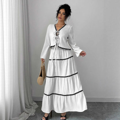 Women's maxi dress with ruffles and lacing NOVAE