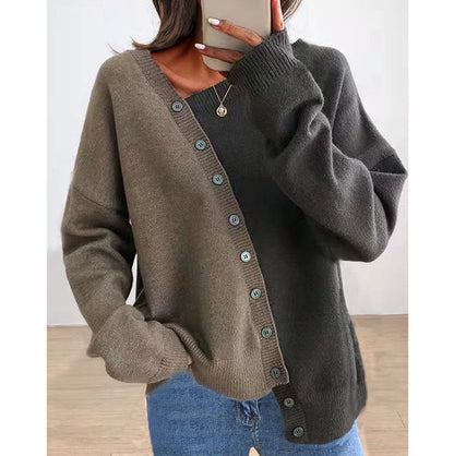 Women's fashionable cardigan with asymmetrical design and button details NOVAE