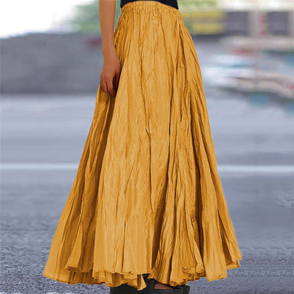 Women's long, flowing skirt with elastic waistband and modern texture NOVAE