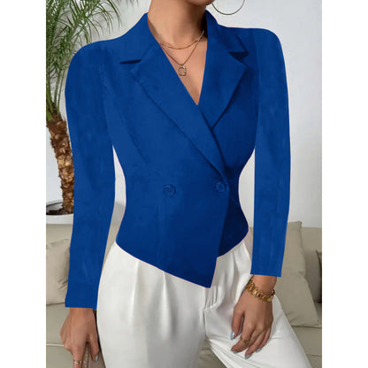 Women's Elegant Blazer Jacket with Double Button Front and Curved Hem NOVAE