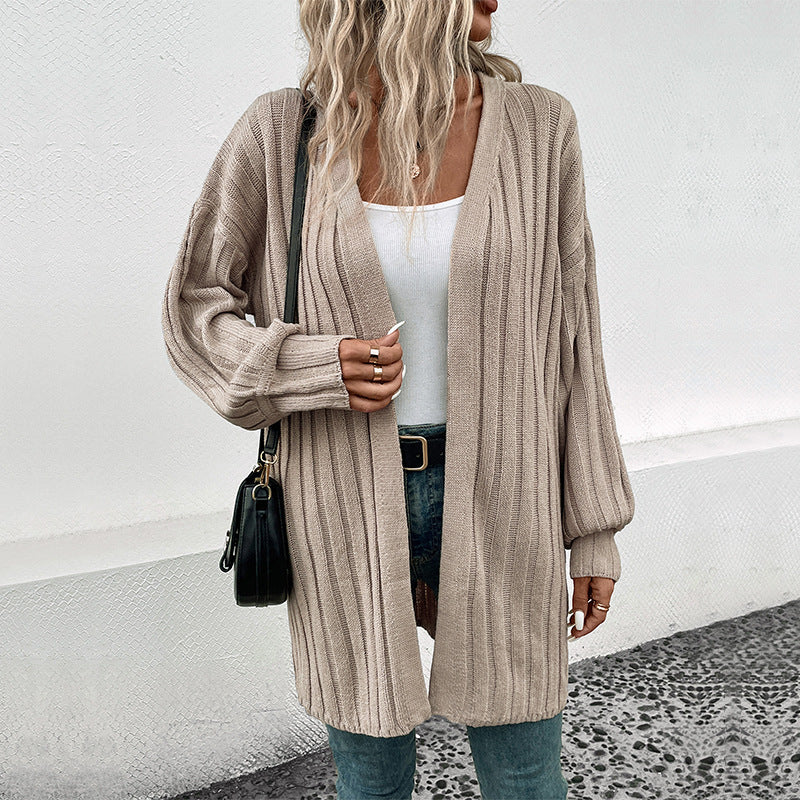 Women's cardigan with structured rib pattern and relaxed fit NOVAE