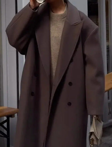 Women's Classic Oversized Designer Coat with Double Button Closure and Soft Lining NOVAE