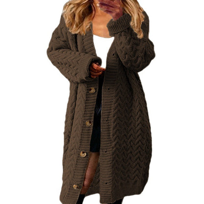 Women's chunky knit cardigan with button details and textured pattern NOVAE