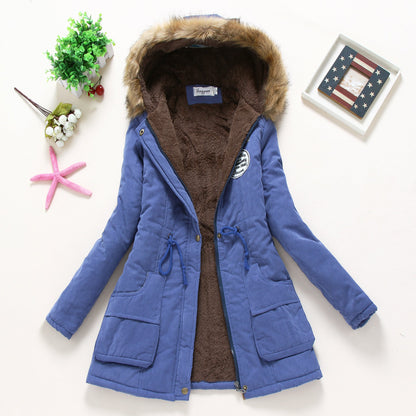 Women's quilted parka jacket with hood and faux fur lining NOVAE