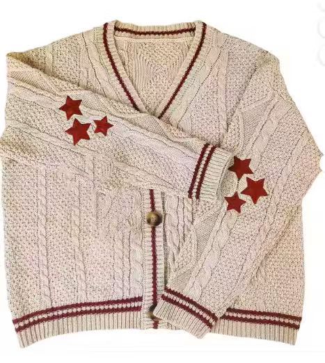 Women's chunky knit cardigan with deep V-neck and contrasting button details NOVAE