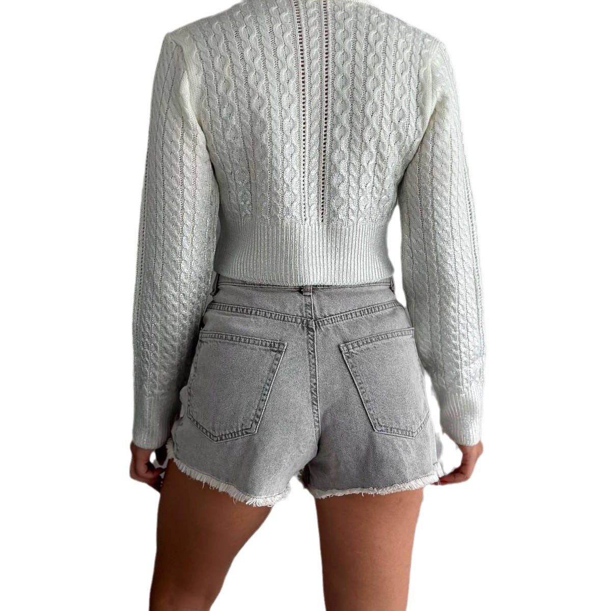 Women's elegant knit sweater with shimmering details and fashionable texture NOVAE