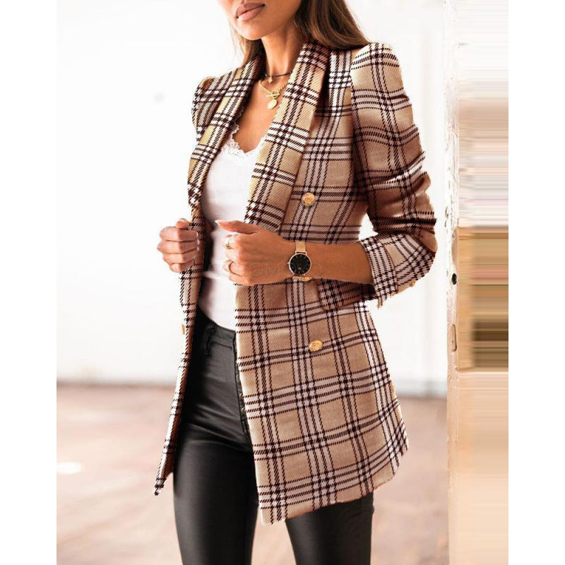 Women's blazer jacket in a modern tweed design with double-breasted buttons and tailored details NOVAE