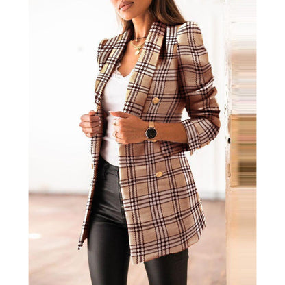 Women's blazer jacket in a modern tweed design with double-breasted buttons and tailored details NOVAE