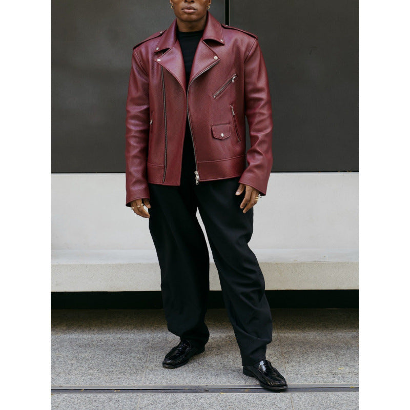 Women's fashionable biker leather jacket with asymmetrical zipper NOVAE