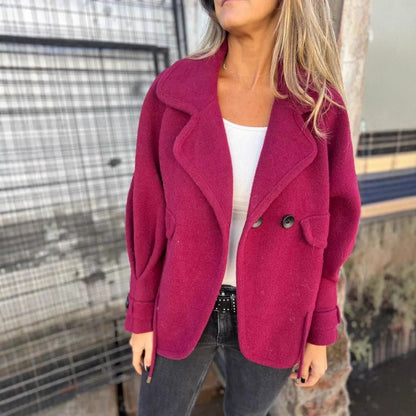 Women's Elegant Oversized Blazer Jacket with Textured Fabric and Practical Pockets NOVAE