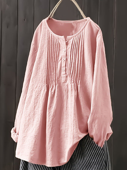 Women's blouse with pleats and button placket NOVAE