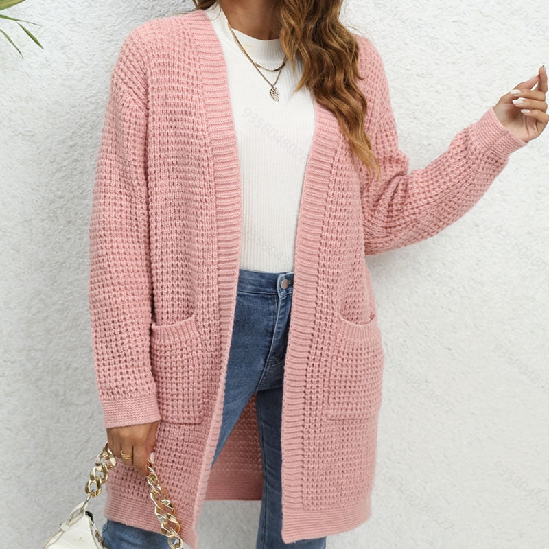 Women's knitted cardigan with patch pockets and a relaxed fit NOVAE