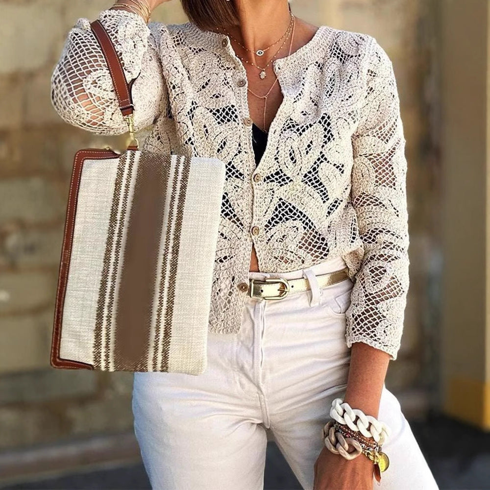 Women's knitted blouse with delicate pattern NOVAE