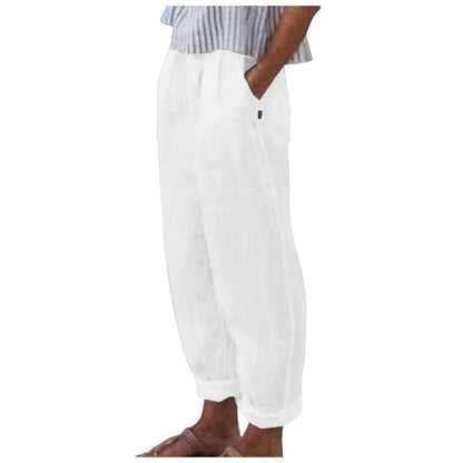Women's Comfortable Linen Trousers with a Loose Fit and Side Pockets NOVAE