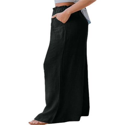 Women's wide-leg palazzo trousers with elasticated waistband and practical pockets NOVAE