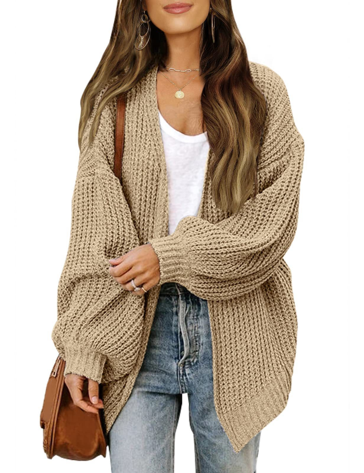 Women's Delicate Chunky Knit Cardigan with Iridescent Sleeves NOVAE