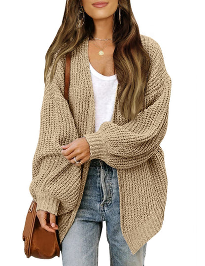 Women's Delicate Chunky Knit Cardigan with Iridescent Sleeves NOVAE