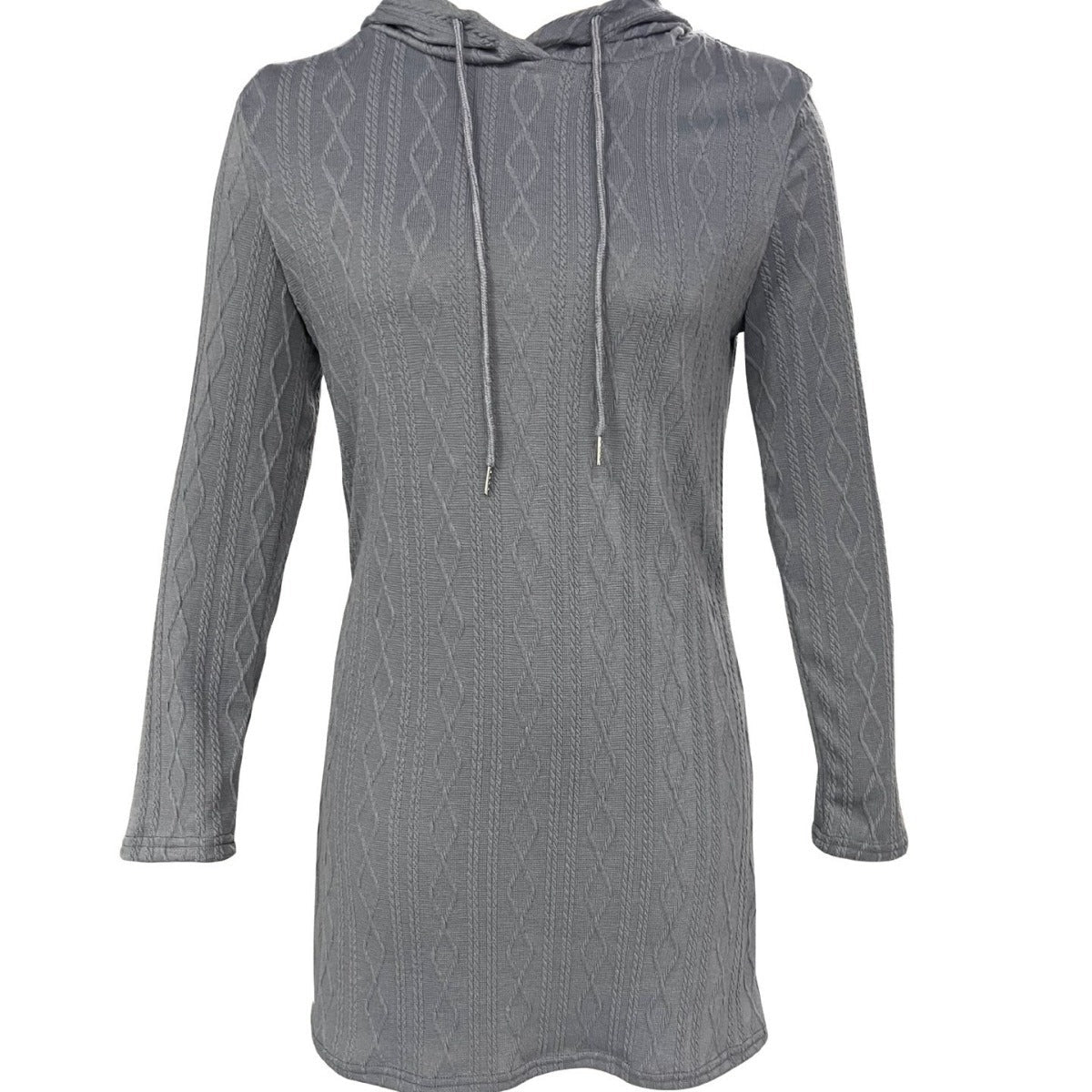 Women's hooded dress with structured knit pattern and relaxed fit NOVAE