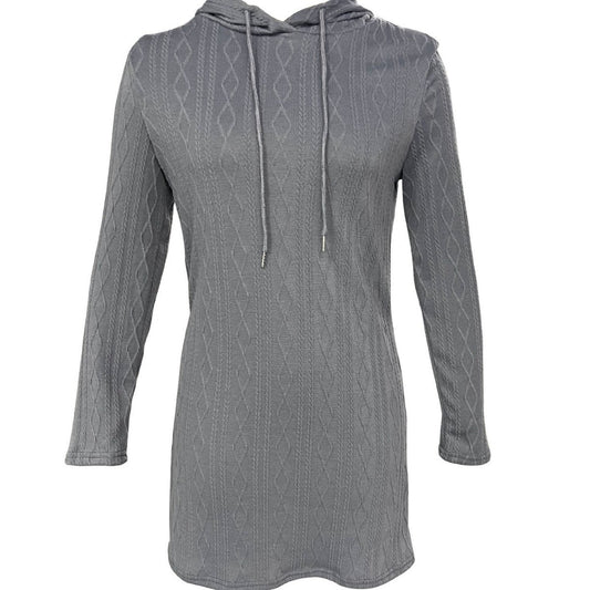 Women's hooded dress with structured knit pattern and relaxed fit NOVAE