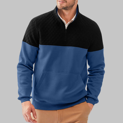 Men's fleece pullover with quilted details and high collar NOVAE