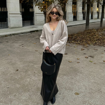 Women's casual cardigan with V-neck and button details NOVAE