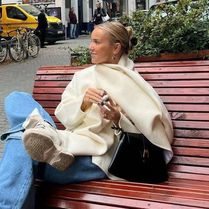 Women's elegant oversized jacket with voluminous collar NOVAE