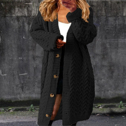 Women's chunky knit cardigan with button details and textured pattern NOVAE