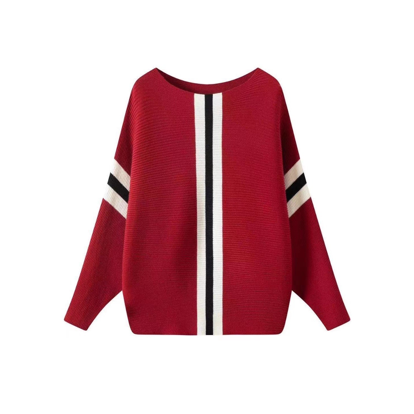 Women's chunky knit sweater with modern stripes NOVAE