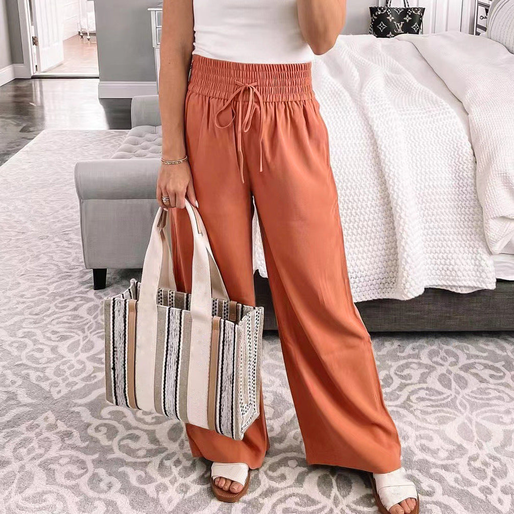 Women's Comfortable and Casual Palazzo Trousers with Drawstring NOVAE