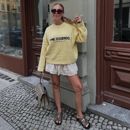Women's oversized sweater with creative lettering NOVAE
