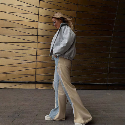 Women's casual high-waisted trousers with striped design NOVAE