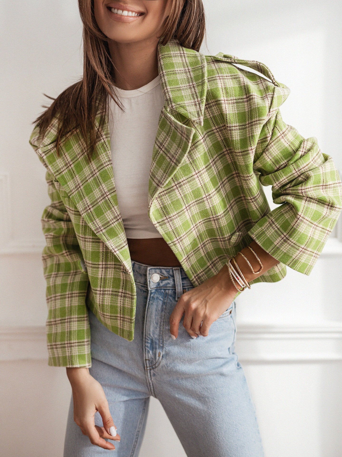 Women's Checkered Blazer Jacket in a Modern Cut NOVAE