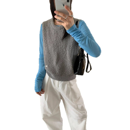 Women's knitted vest with soft, fluffy material and modern cut NOVAE