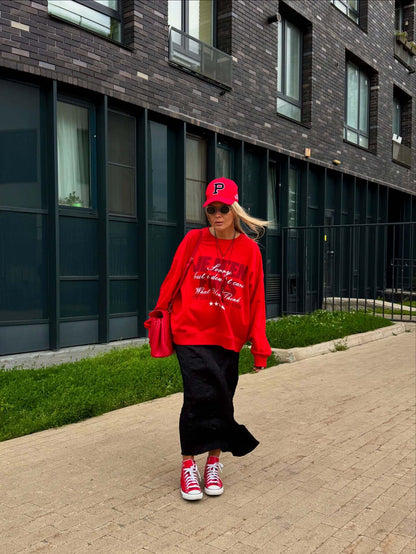 Women's sporty sweatshirt with eye-catching lettering and a relaxed fit NOVAE